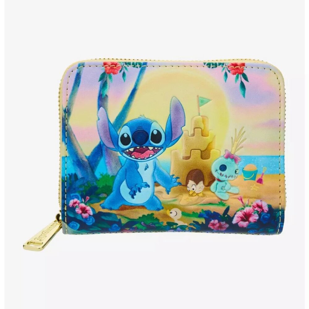 Loungefly Disney Lilo & Stitch Wallet Stitch Scrump Beach Scene Zip Around New